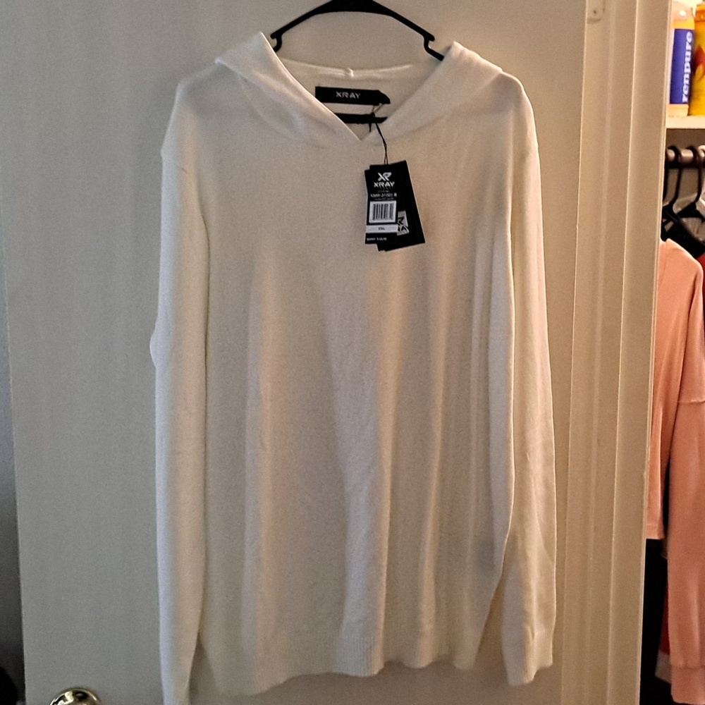 White hooded sweater